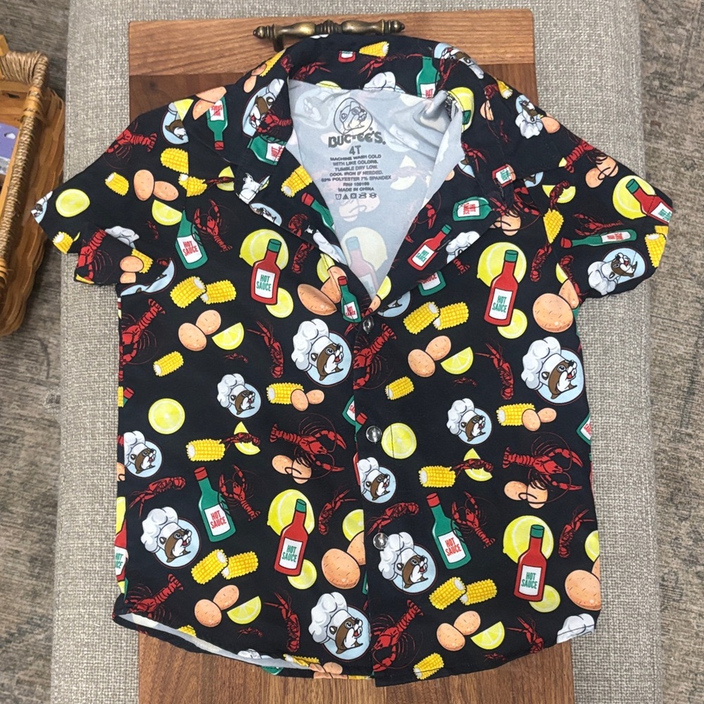 Buccees Kids' Black Graphic Button Down Shirt